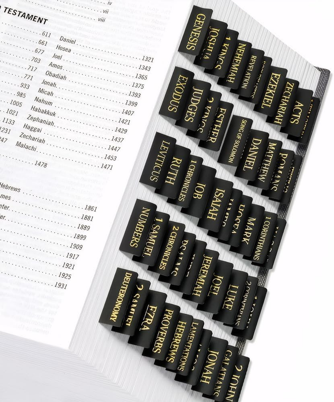 75PCS Bible Tabs with Position Guide, Laminated Bible Index Gold Print Studying