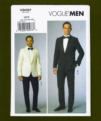 Men s Tuxedo Suit Jacket Pants Sewing Pattern Sizes 40 46 Vogue 9097