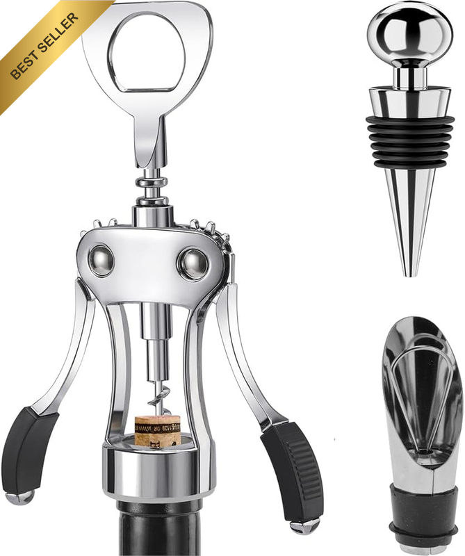 Wine Opener Gift Set Zinc Alloy Wing Corkscrew Bottle Opener Non-Slip Handle