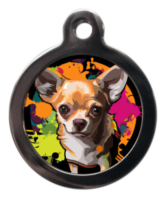 Chihuahua Dog Breed Pet ID Tags Personalised Metal Name Cute Disc for Collar