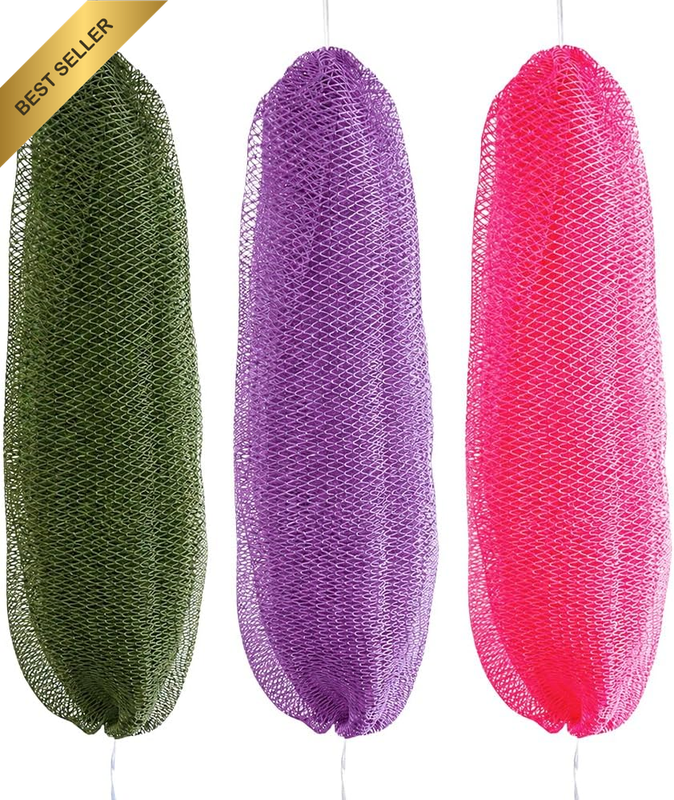 3-Pack African Net Sponge for Shower Exfoliating Bath Netting