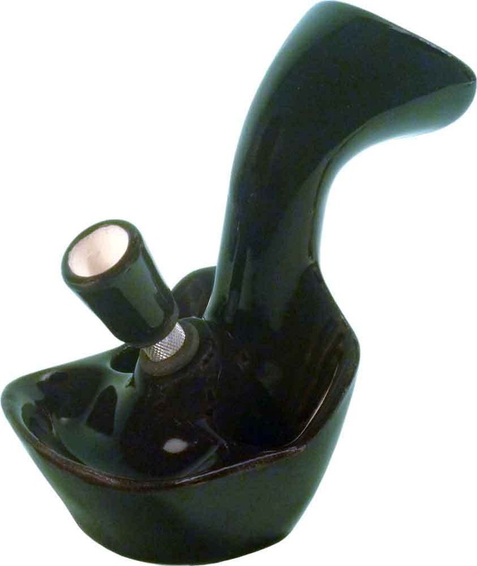BLUE Bent Ladle Water Ceramic Glass Tobacco Bong Stash Tray Pipe 0774