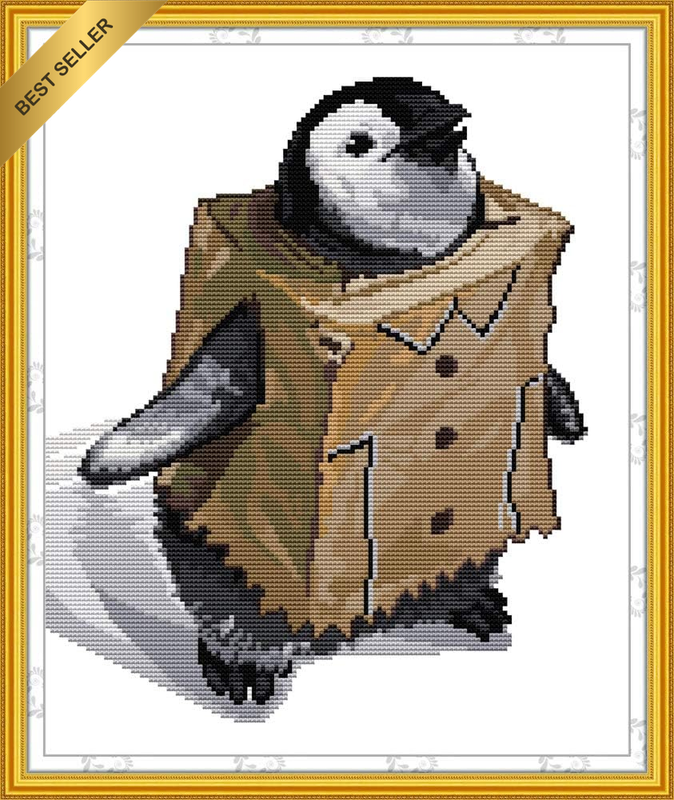 Embroidery Cross Stitch Kits Penguin'S Clothes Stamped with Printed Pattern Star