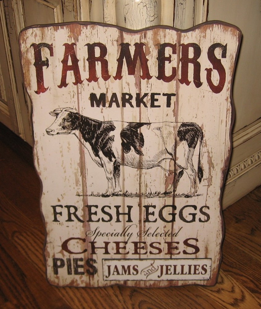 Dairy COW Farmers Market Wood Wall SIGN*Primitive/French Country Farmhouse Decor
