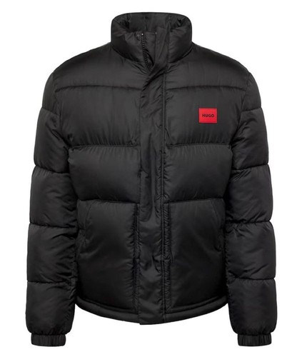 Pre-owned Hugo Boss Men Black Balto 2411 Quilted Puffer High Collar Cotton Coat Jacket