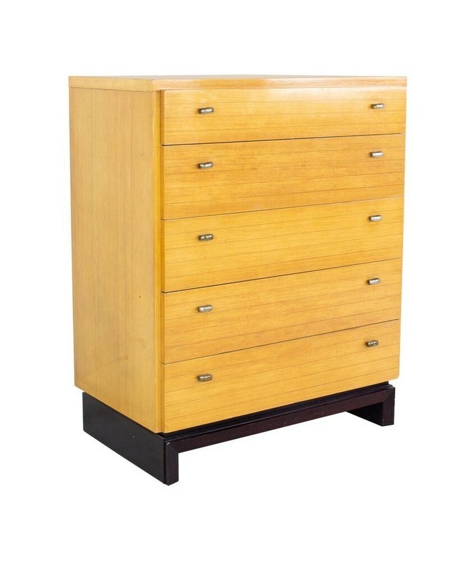 Milo Baughman Style American of Martinsville Mid Century Blonde Highboy