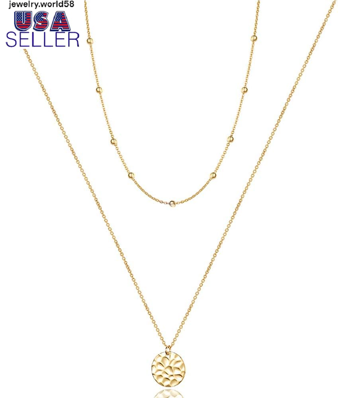 Elegant Layered Choker, Handmade 14K Gold Plated Y Necklace Adjustable Choker Ne