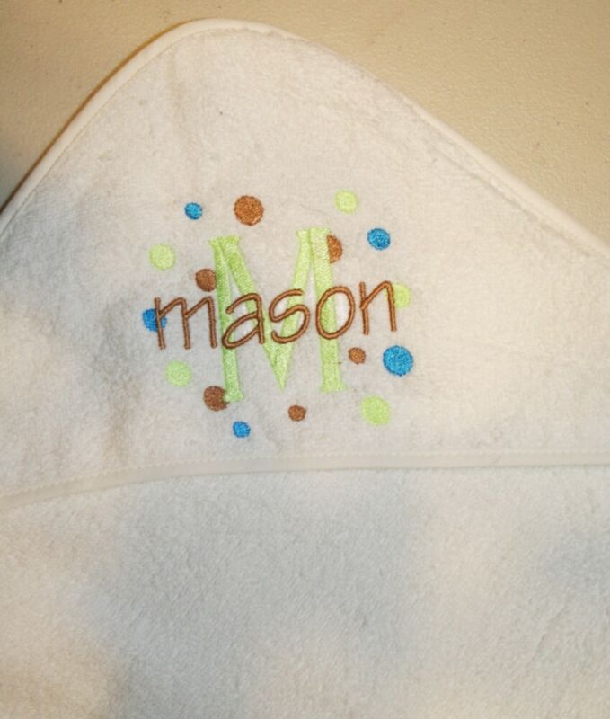 Personalized Monogrammed Hooded White Baby Towel For Boy or Girl GREAT GIFT