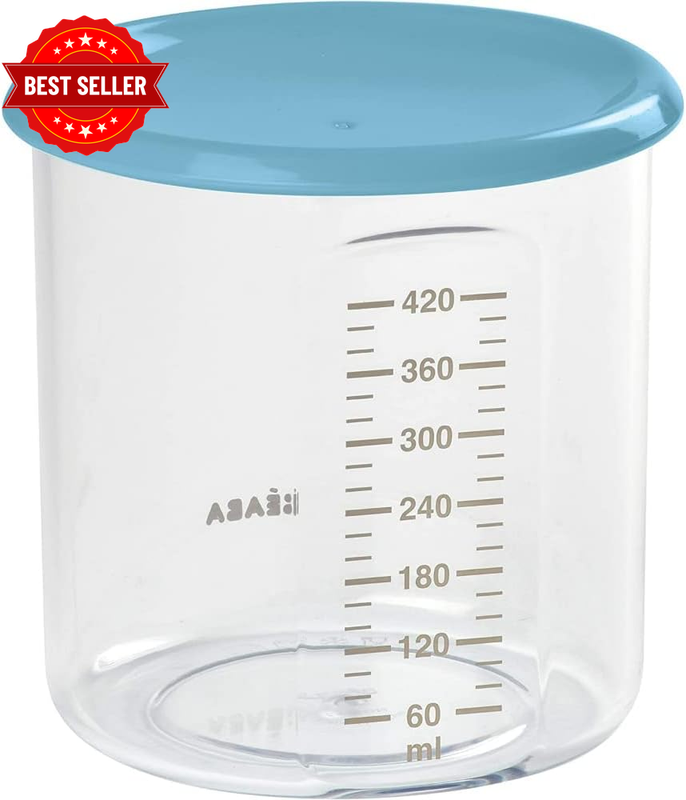 BEABA Maxi plus Portion 420Ml Tritan Blue – Baby Food Storage Jar | Airtight Lea