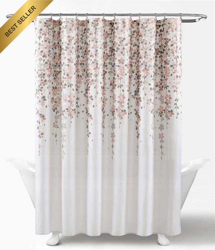 Weeping Flower Shower Curtain-Fabric Floral Vine Print Design, 72