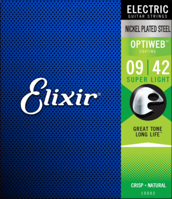 Elixir 19002 Optiweb Electric Guitar Strings - Super Light 9-42