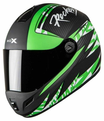 SB-39 Rox Rockers Mat Black & Flu Green With Full Face Smoke Visor L Size 600mm