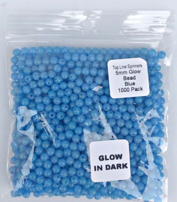 Pkg of 1000 each Blue Glow (Luminous)5mm plastic round beads