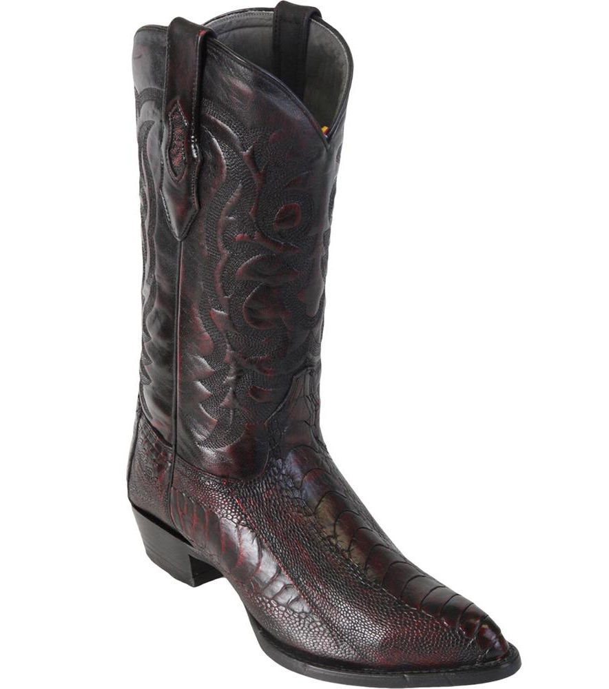 Pre-owned Los Altos Boots Los Altos Men Cherry Genuine Ostrich Leg Western Cowboy Boot J-toe (d) 990518