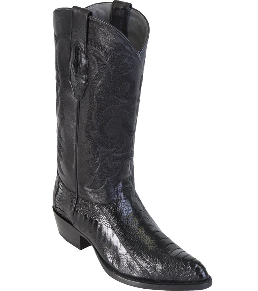 Pre-owned Los Altos Boots Los Altos Black Genuine Ostrich Leg J-toe Western Cowboy Boot (ee+) 990505