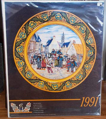 Quimper Poster 1991 Paul Fouillen Polychrome Plate Musee de la Faience 22'' x 18''