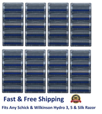 40 Schick Hydro 3 Razor Blades Refill Cartridges Fit Hydro 5 Silk Hydro3 Shaver 