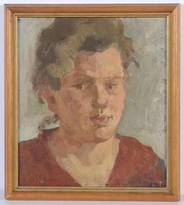 Anatoli Dovzhenko (1932-1991) "female Portrait", Oil Painting, 1960 (1)