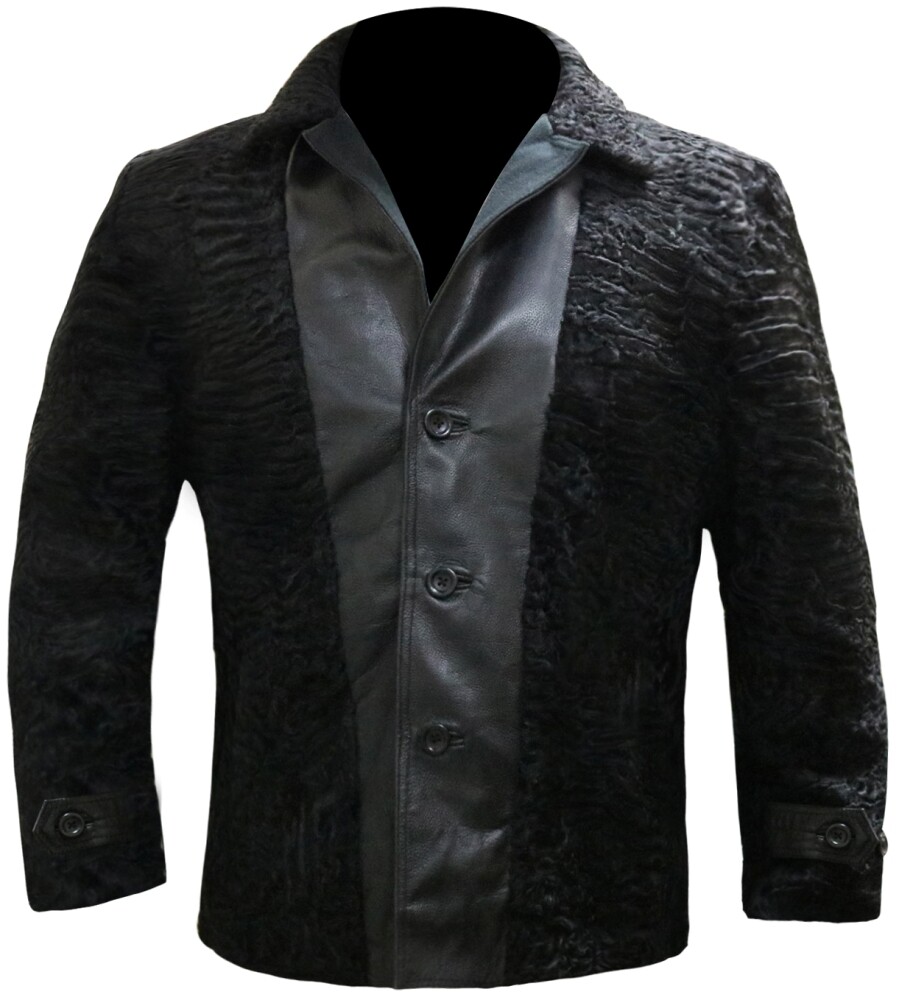 Pre-owned Leather Estate Men's Persian Lamb Black Coat, Persian Black Jacket, All Sizes Available