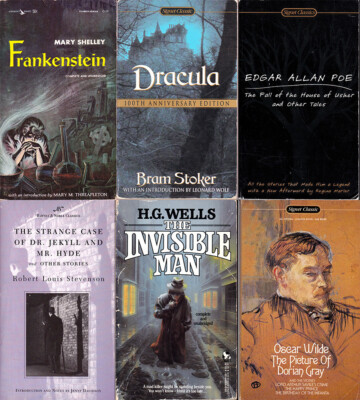 6 CLASSIC HORROR PBs Frankenstein Dracula Invisble Man House of Usher Dorian Gra
