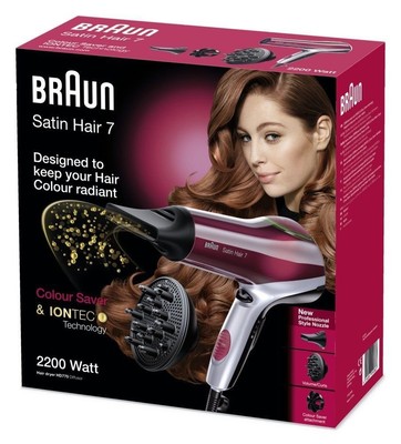 Braun Satin Hair 7 HD-770 Secador de Pelo Teñido Función Iónica color rojo