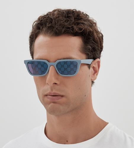 Pre-owned Gucci Gg1539s-003-55 Light Blue Sunglasses In Purple