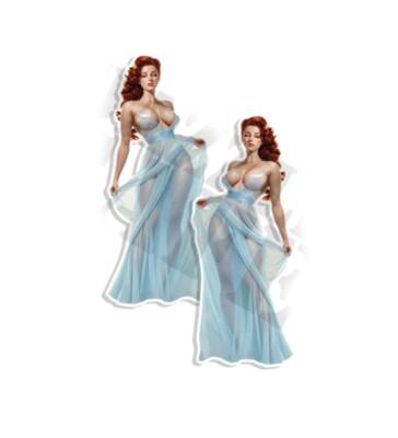Redhead with a See Thru Dress Pin Up Sexy Vintage Vinyl DECALS Decals Stickers