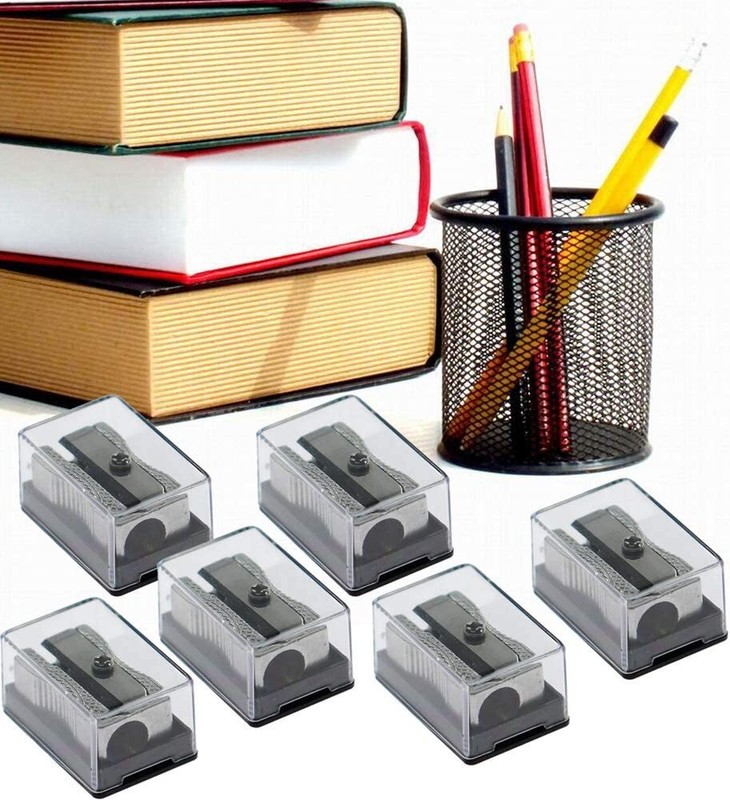 Metal Pencil Sharpeners Aluminum Alloy Handheld Single Hole Manual Sharpener 6Pc