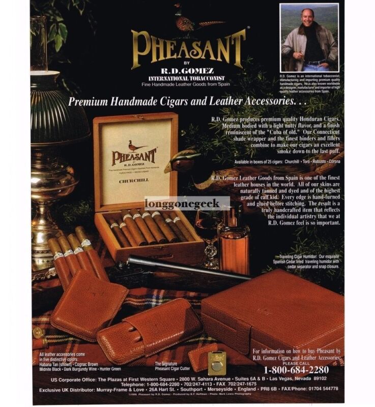 1997 Pheasant Churchill Cigars and leather accessories Vintage Print Ad