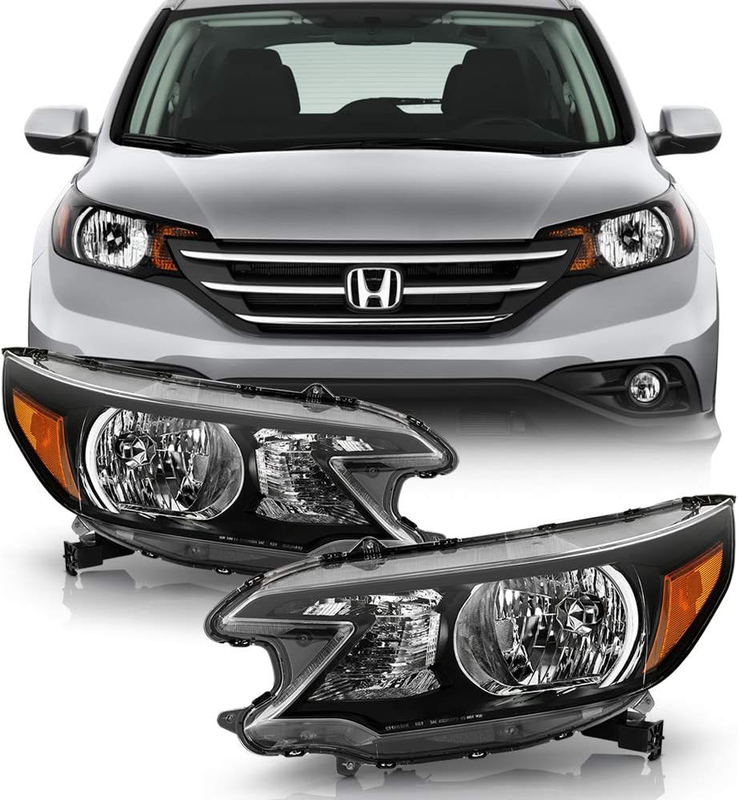 Black Housing Headlights Pair Left Right for 2012 2013 2014 Honda CR-V