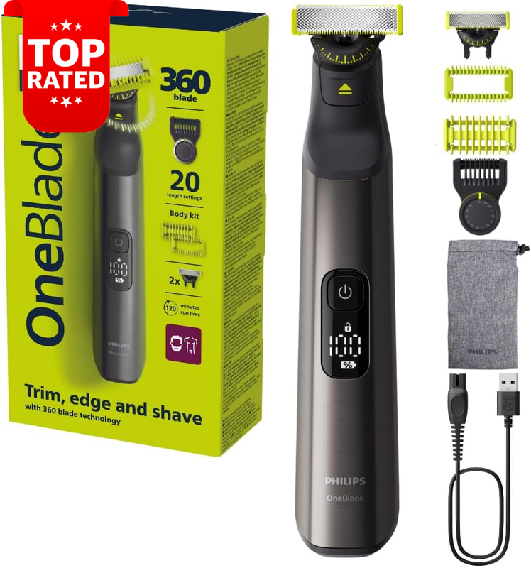 Philips OneBlade 360 Face Body Pro Hybrid Electric Trimmer Shaver 20 Length Comb