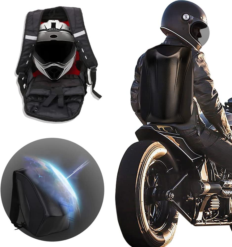 Motorcycle Backpack Waterproof Bag Men - Hard Shell Backpack Carbon Fiber Motorb