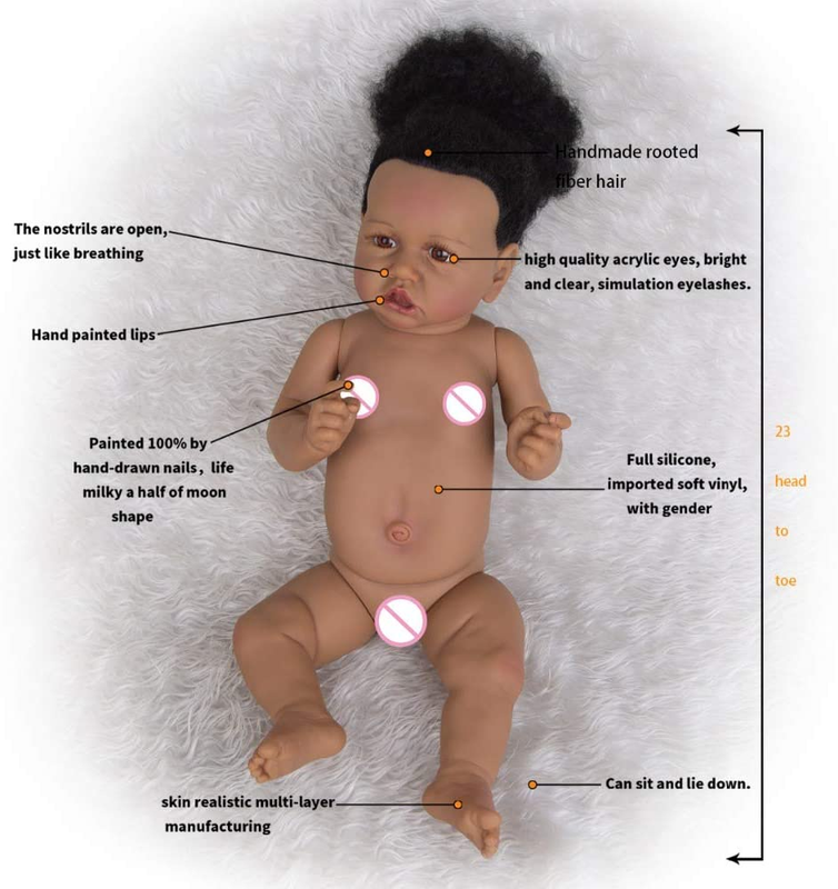 Reborn Baby Dolls Black Silicone Full Body with Realistic African American 22...