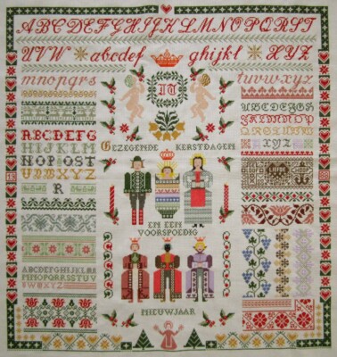 FABULOUS! DUTCH COMPLETED CROSS STITCH SAMPLER JAN HOUTMAN CHRISTMAS NEW YEAR