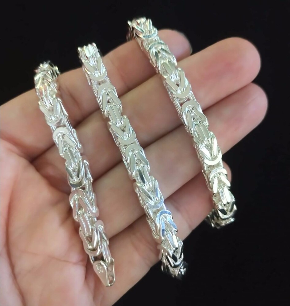 Pre-owned Handmade Byzantine Box King Chain Necklace Mens Silver Rope 925 Sterling 6.5mm 20" 118gr