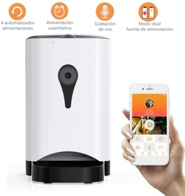 Febelle Alimentador automático Inteligente Mascotas Cámara Control Remoto WiFi