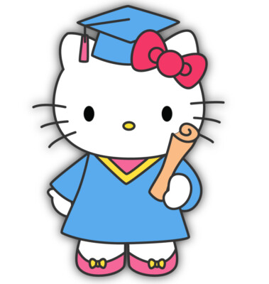 Hello Kitty Graduate Shaped Vinyl Decal Sticker