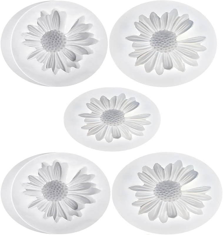 5 PCS Daisy Flower Silicone Mold for Handmade Topper Decoration Mold, Resin, Can