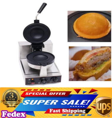 Commercial Electric Burger Waffle Make Panini Hamburger Press Baking Machine 1KW