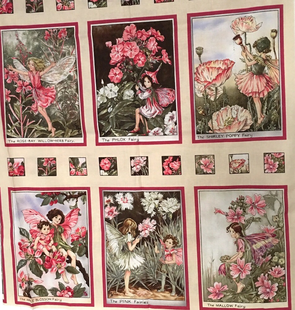 Fabric Blossom Flower Fairies Cicely Mary Barker Artwork 44 x 47.5 inches