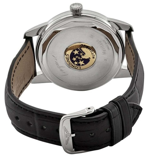 Pre-owned Longines Conquest Heritage Automatic Black Leather Date Mens Watch L1.645.4.52.4