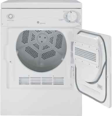 GE Space Saving 24'' Front Load 3.6 Stackable Electric Dryer DSKP333ECWW White