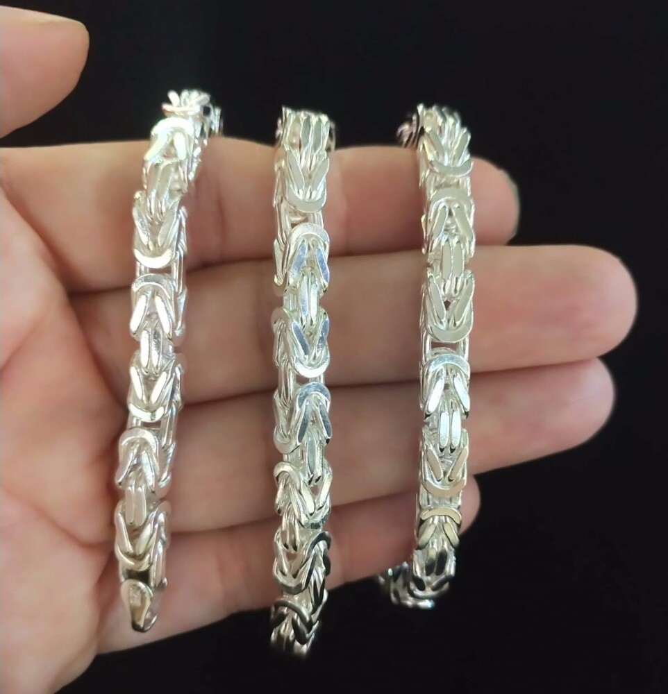 Pre-owned Handmade Byzantine Box King Chain Necklace Mens Silver Rope 925 Sterling 6.5mm 20" 118gr
