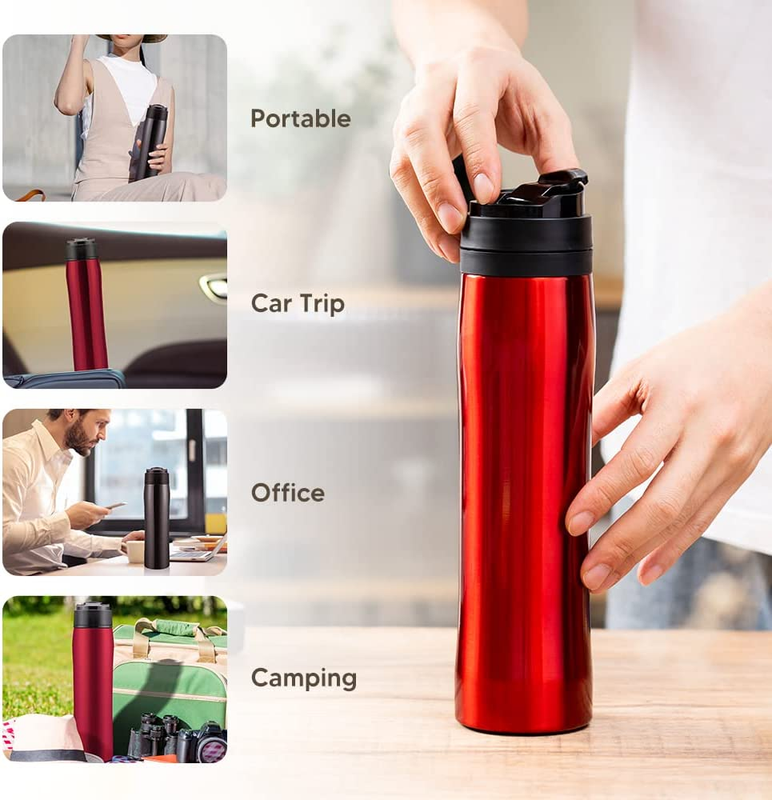 Portable Coffee Maker Stainless Steel Insulated Double Wall Vacuum Car Travel Fr