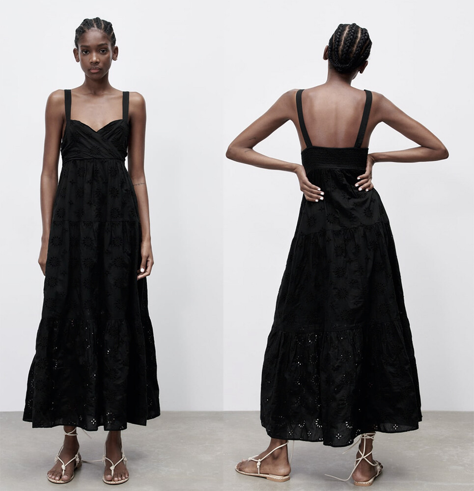 NEW zara openwork embroidered black 5107 dress size S | eBay