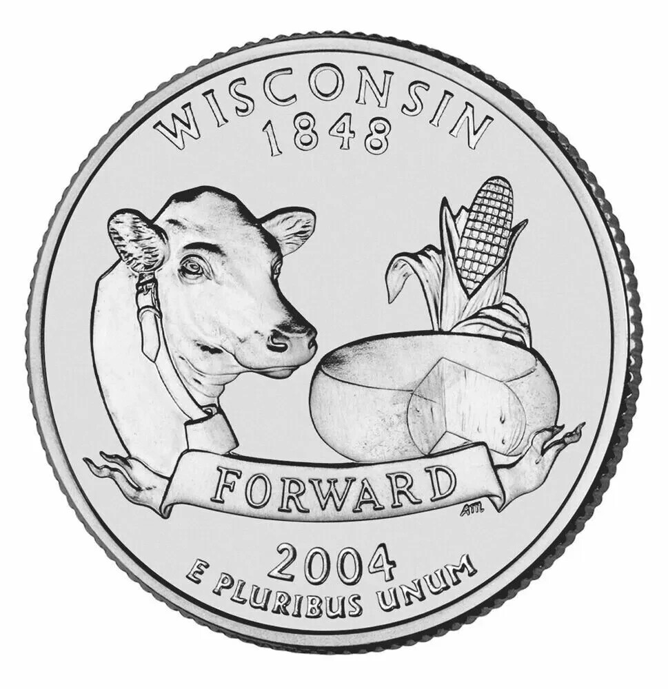 Cu-poページ 2004 P Wisconsin State Quarter Cent Coin From US Mint 25
