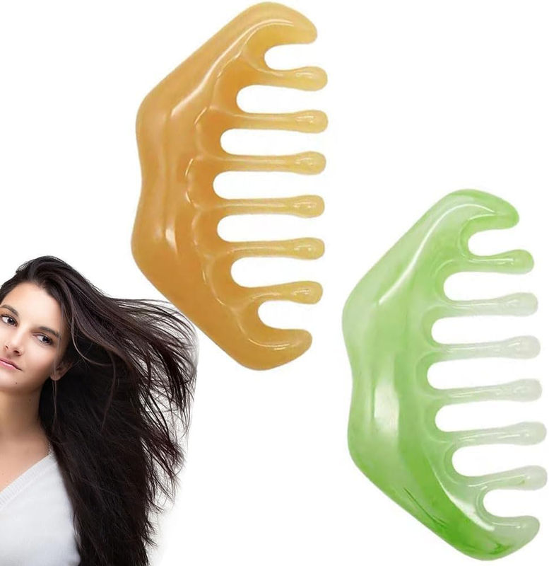 2 PCS Resin Combs Massage Guasha Scraping Scalp Comb Plastic Meridians Massager