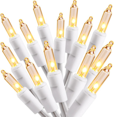 White Twinkle Lights String, 21.63Ft 100 Count Incandescent Warm White Christmas