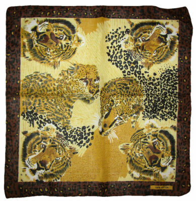 22''x22'' Safari Cheetah Lion Tiger Animal Print 100% Cotton Bandana