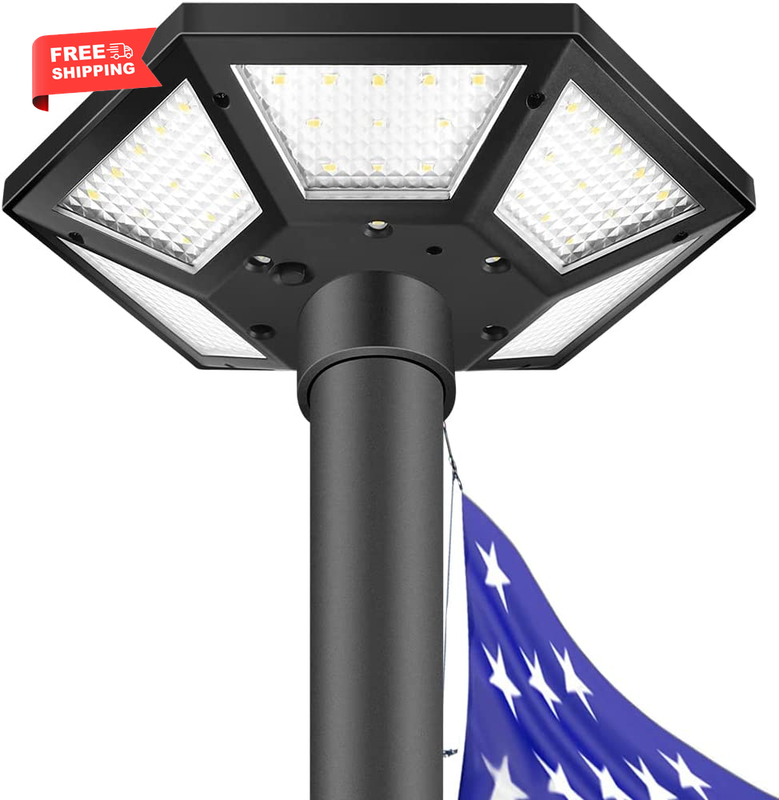 Flag Pole Light, Solar Flag Pole Light with Larger Panel Surface and Lighting Co